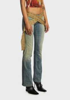 Jaded London Strap Up Stonewash Jeans Bottoms