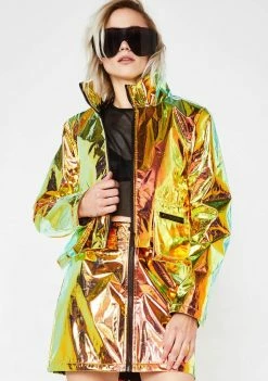 Jaded London Outerwear Copper Crinkle Foil Crop Jacket With Pockets