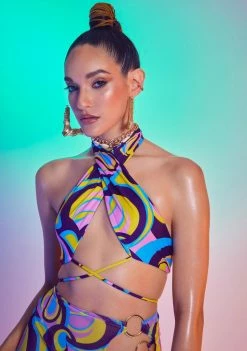 Jaded London Swim Retro Floral Print Multi Way Bikini Top