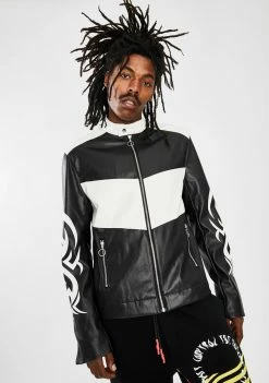 Jaded London Outerwear Tribal Motocross Vegan Leather Jacket