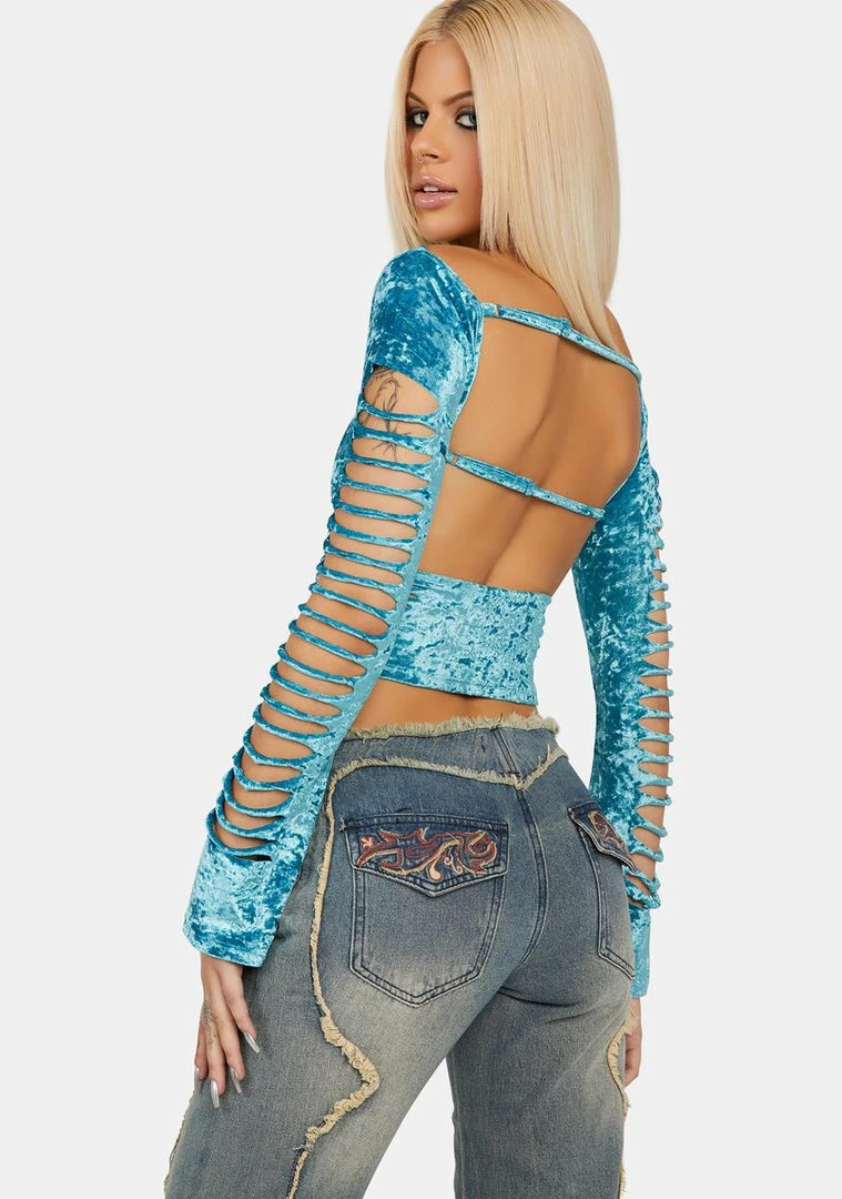 New ✨ Jaded London 👗 Dress Blouses Montague Crushed Velvet Slash Top ✨ 6 Jaded London Dress Blouses Montague Crushed Velvet Slash Top