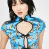 Jaded London Flame Print Cut Out High Neck Crop Top