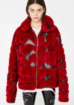 Jaded London Love Oversized Heart Fleece Jacket
