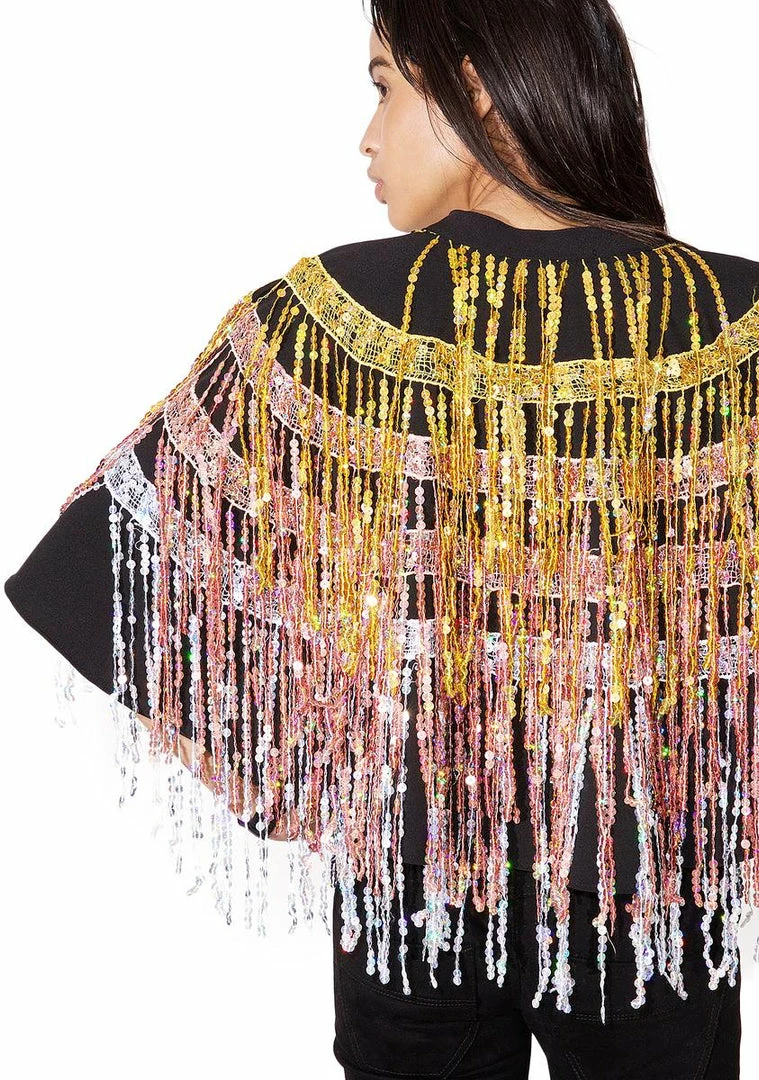 Flash Sale π Jaded London Outerwear Sequin Fringe Cape π 6 Jaded London Outerwear Sequin Fringe Cape