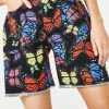 Jaded London Black Butterfly Print Denim Shorts Bottoms