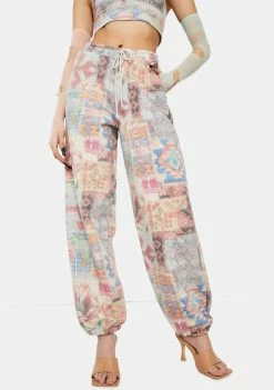 Jaded London Tapestry Print High Waist Joggers Bottoms