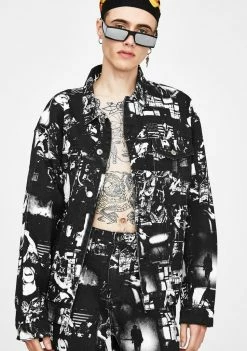 Jaded London Punk Rock Photograph Print Denim Jacket Outerwear