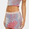 Jaded London Devore Daydream Lace Trim Mini Skirt