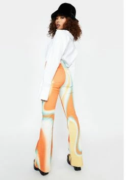 Jaded London Ombre Swirl Print High Waist Bootcut Jeans Bottoms