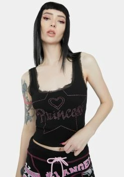 Jaded London Tops Diamante Princess Sleeveless Top