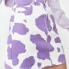 Jaded London Lilac Cow Print Denim Mini Skirt