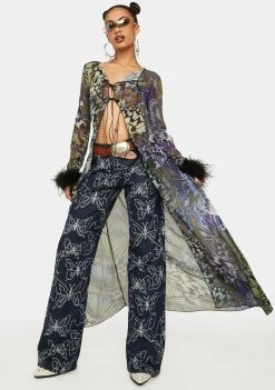 Jaded London Volare Lace-Up Butterfly Duster Outerwear