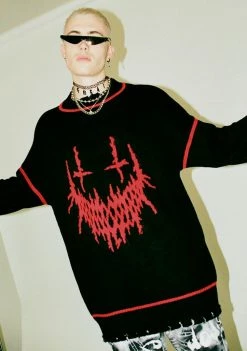 Jaded London Evil Smile Oversized Knit Sweater