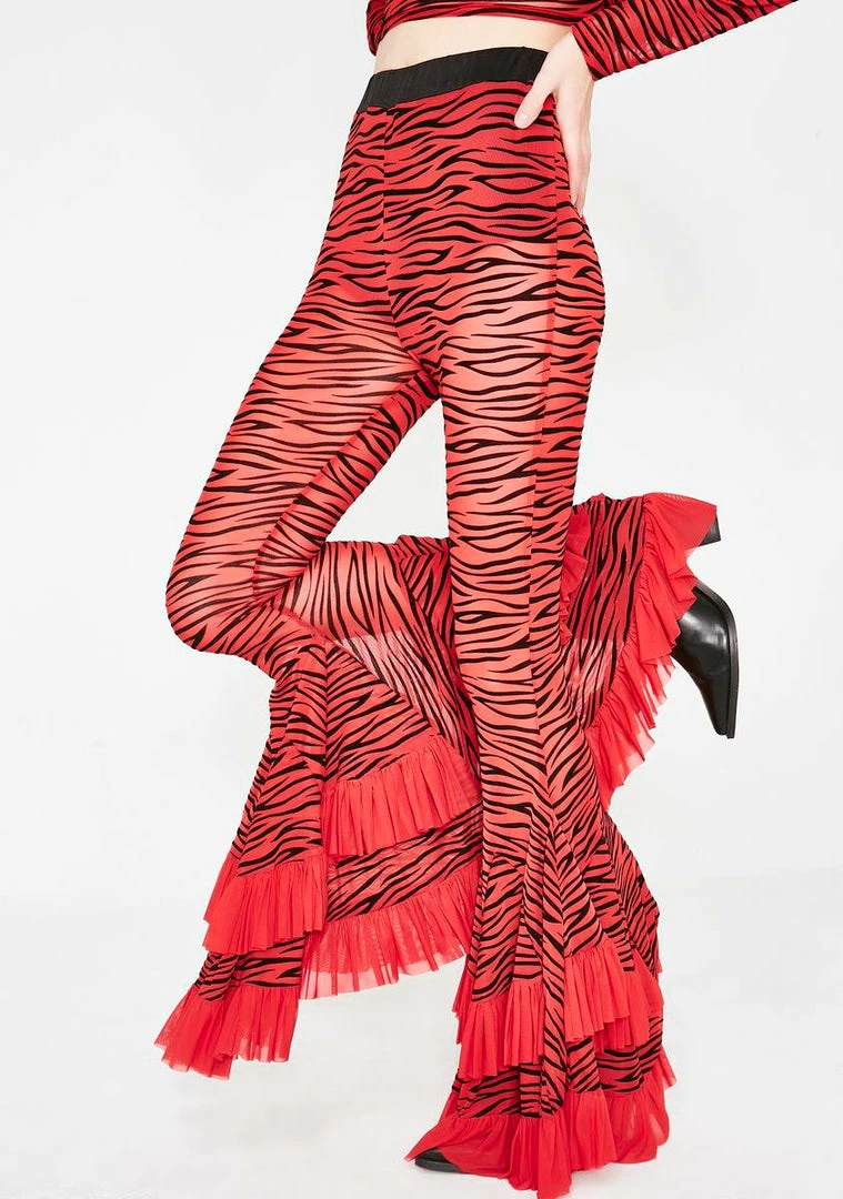 Best Pirce π€© Jaded London Bottoms Zebra Mesh Frill Flares π₯ 5 Jaded London Bottoms Zebra Mesh Frill Flares