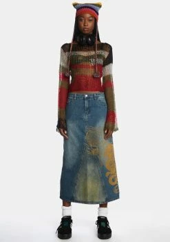 Jaded London Mercer Backless Shredded Knit Sweater