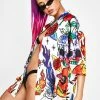 Jaded London Graffiti Skull Print Beach Shirt