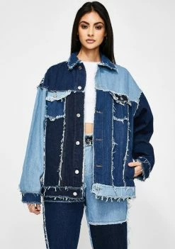 Jaded London Oversized Patchwork Denim Jacket Outerwear