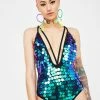 Jaded London Plunge Neck Sequin Swimsuit