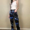 Jaded London Bottoms Lightning Bolt Print Jeans