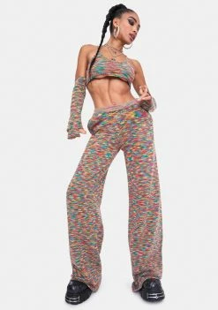 Jaded London Spacedye Knit Low Rise Wide Leg Joggers Bottoms