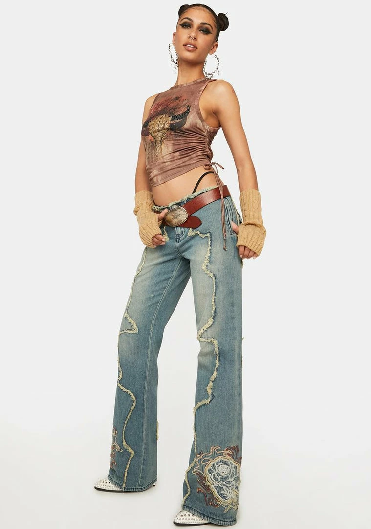 Hot Sale 👏 Jaded London Boyfriend 👖 Jeans Crimson Rose Embroidered 👖 Jeans ✔️ 5 Jaded London Boyfriend Jeans Crimson Rose Embroidered Jeans