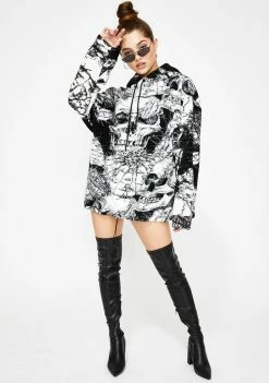 Wholesale β€οΈ Jaded London Skull Print Oversized Fleece Hoodie Tops π 8 Jaded London Skull Print Oversized Fleece Hoodie Tops