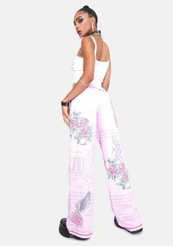 Jaded London Oversized Joggers With Graffiti Print & Rhinestone Detail