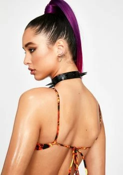 Jaded London Swim Flame Print Tie Back Bikini Top