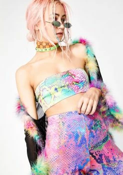 Jaded London Tops Snake Print Bandeau Crop Top