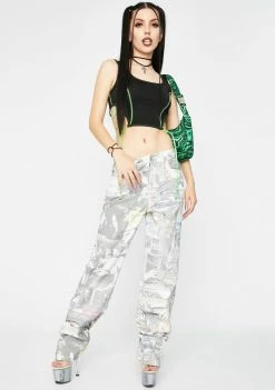 Jaded London Bottoms Mash Up Print Slouchy Jeans