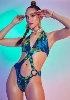 Jaded London Abstract Burn Print Recycled Swimsuit