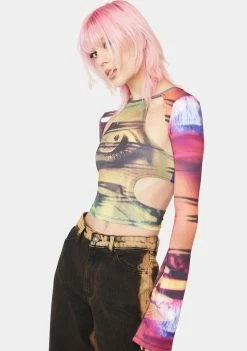 Jaded London Tops Oracle Eye Print Top