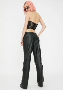 Jaded London Tan Tattoo Vegan Leather Boyfriend Fit Trousers