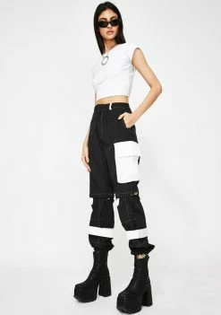 Jaded London Zip Off Cargo Trousers With Neon Stitching Bottoms