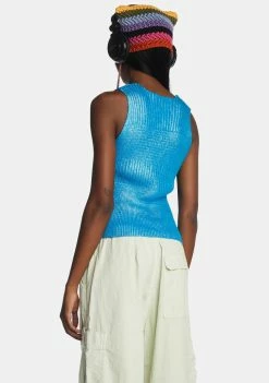 Jaded London Steel Metallic Knitted Sliced Top