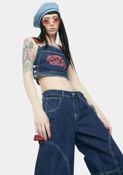 Jaded London Denim Dungaree Crop Top