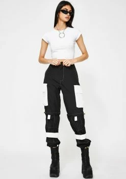 Jaded London Zip Off Cargo Trousers With Neon Stitching Bottoms