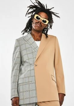 Jaded London Outerwear Spliced Check Oversized Blazer