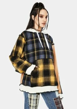 Jaded London Mixed Check Oversized Hoodie