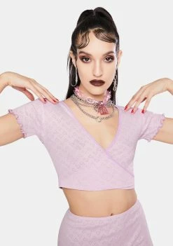 Jaded London Tops Pink Heart Cut Out Jersey Wrap Top