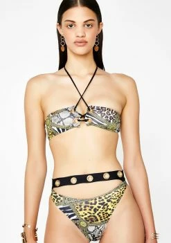 Jaded London Animal Clash Diamante Eyelet Bottoms