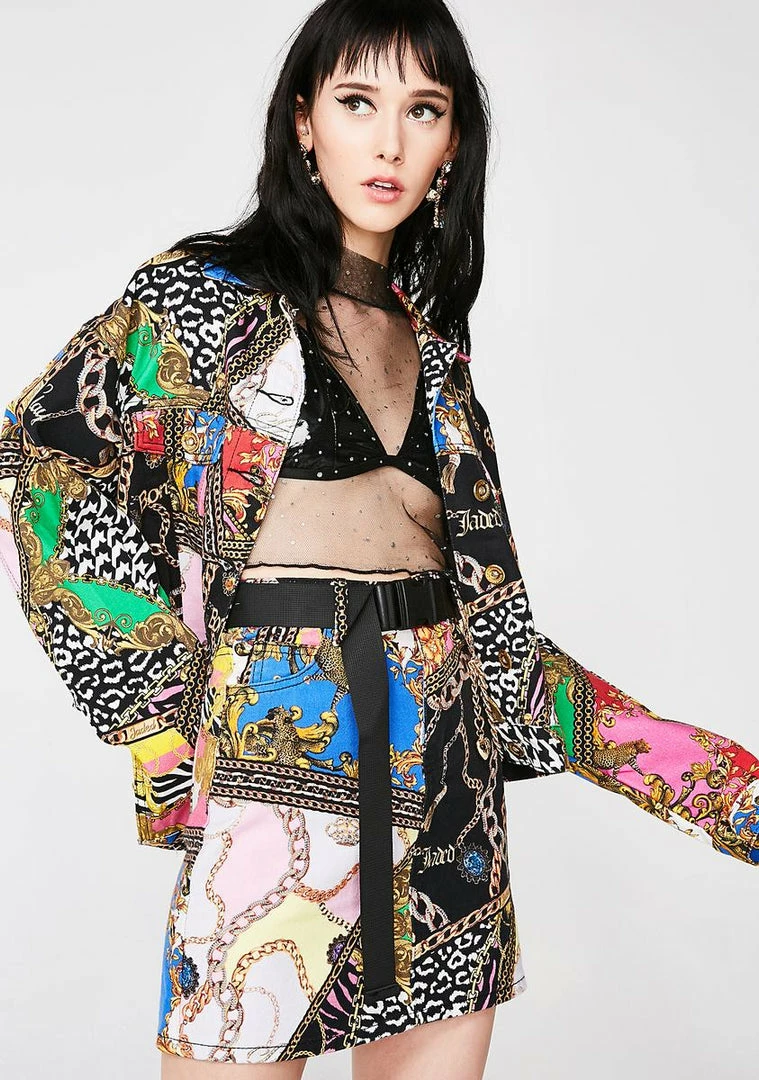 Outlet β¨ Jaded London Bottoms Mixed Scarf Print Denim Mini π Skirt π 4 Jaded London Bottoms Mixed Scarf Print Denim Mini Skirt