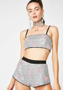 Jaded London Heart Sequin Hot Pants