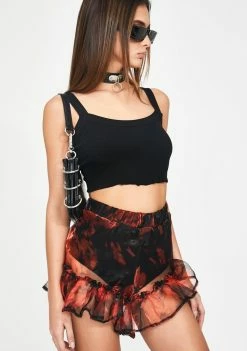 Jaded London Orange Tie Dye Organza Ruffle Shorts