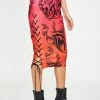 Jaded London Ombre Tribal Print Lace-Up Midi Skirt Bottoms