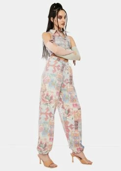 Jaded London Tapestry Print High Waist Joggers Bottoms