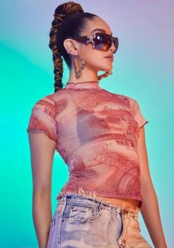 Hot Sale ✔️ Jaded London Vintage Banknote Mesh Top 😉 7 Jaded London Vintage Banknote Mesh Top