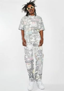 Jaded London Washed Collage Oversized Graphic Tee