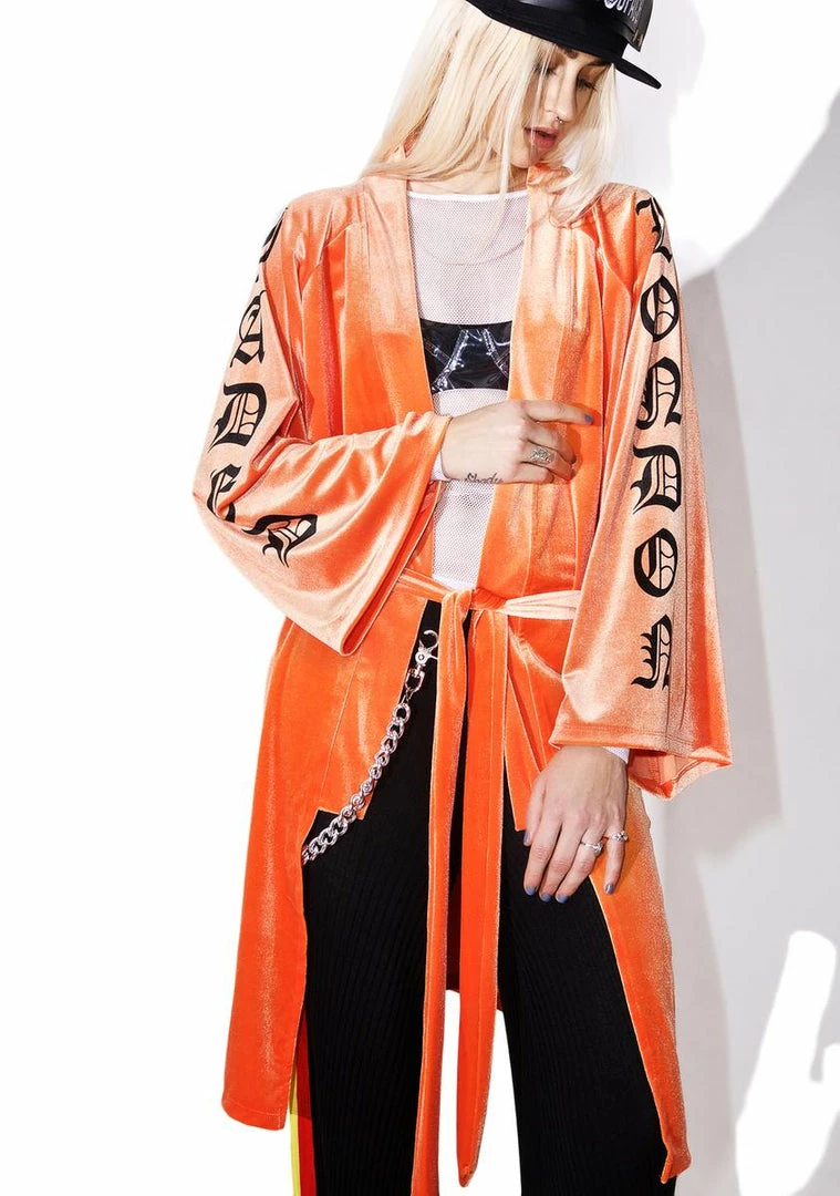 Deals π₯° Jaded London Orange Velvet Kimono π― 3 Jaded London Orange Velvet Kimono