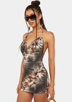 Jaded London Club Dresses La Playa Sequin Cowl Neck Dress